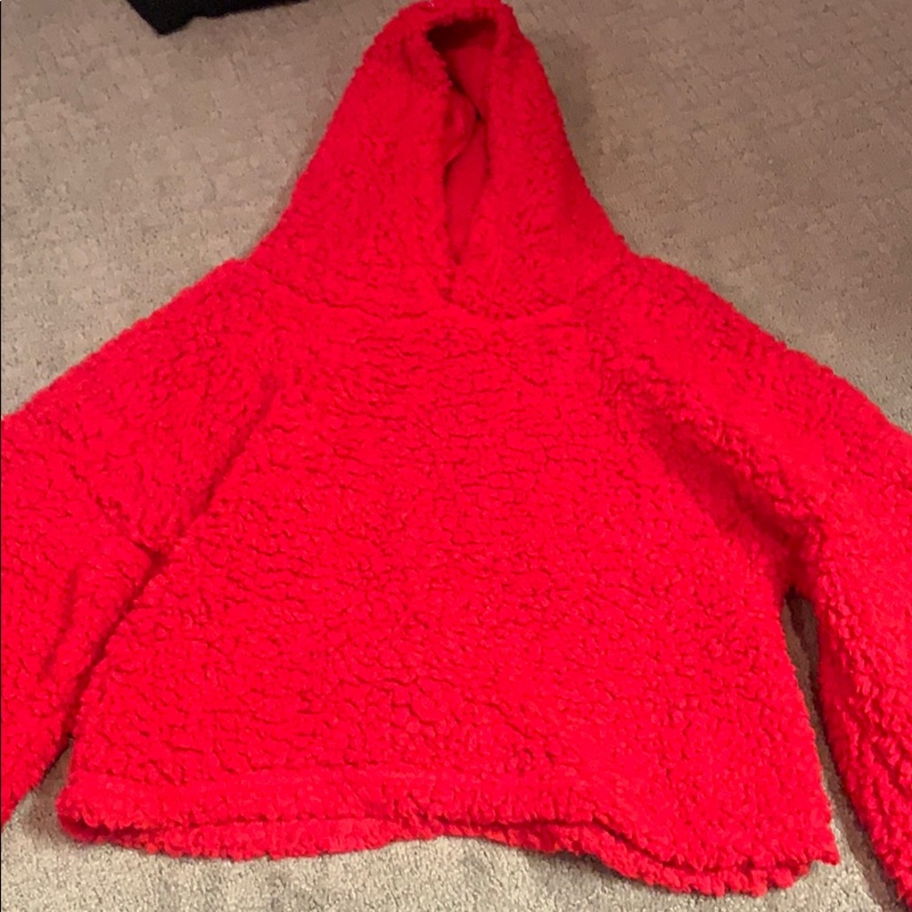 Red fluffy shein jacket